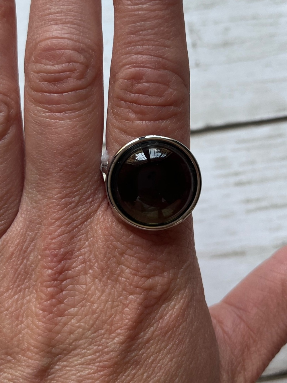 Calvin Klein silver Ring With Smokey Grey Stone Size 8.5